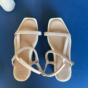 Cream & White Strappy Block Heel Sandals, A New Day, Size 8.5